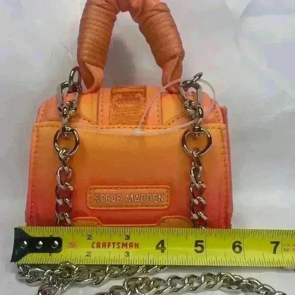 NWT STEVE MADDEN BDORAA mini FLAP TOP CROSSBODY BAG + Top Handle & Chain, Orange - Picture 5 of 11